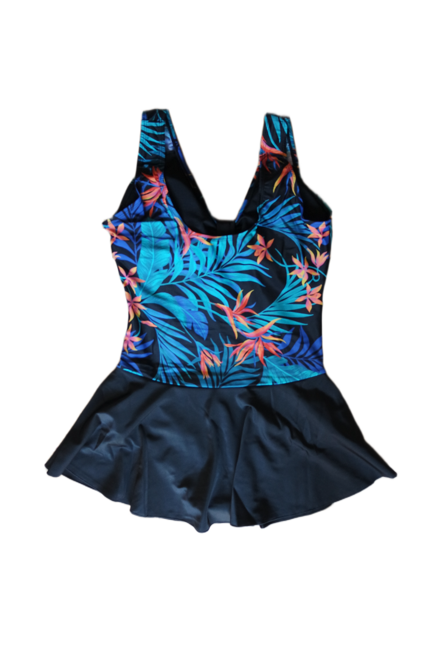 One Piece Skirt Swimwear - Black Hawaiian Multicolor 2
