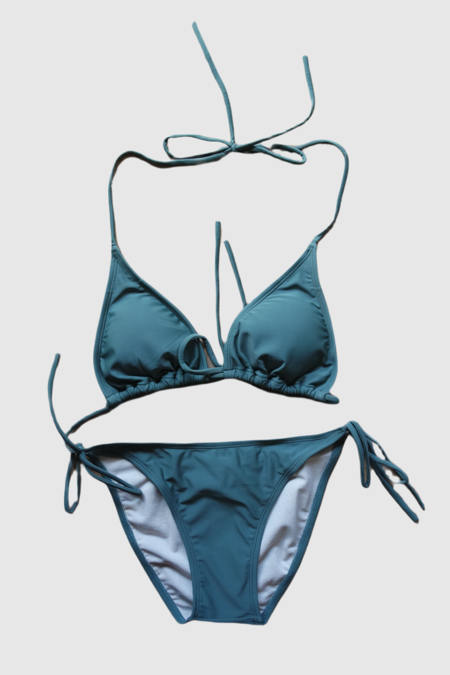 Two Piece String Bikini Set - Solid Olive Green