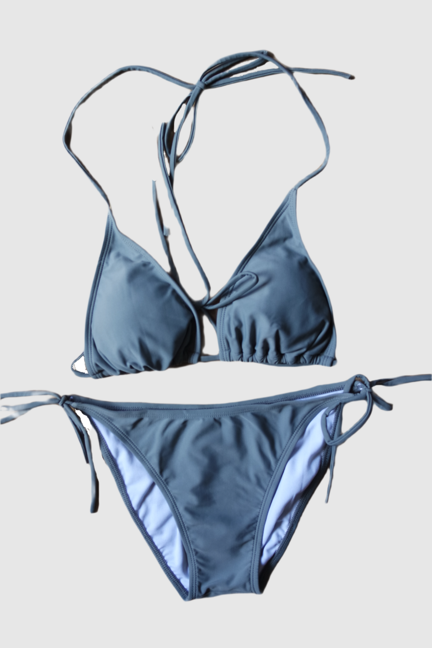 Two Piece String Bikini Set - Solid Gray