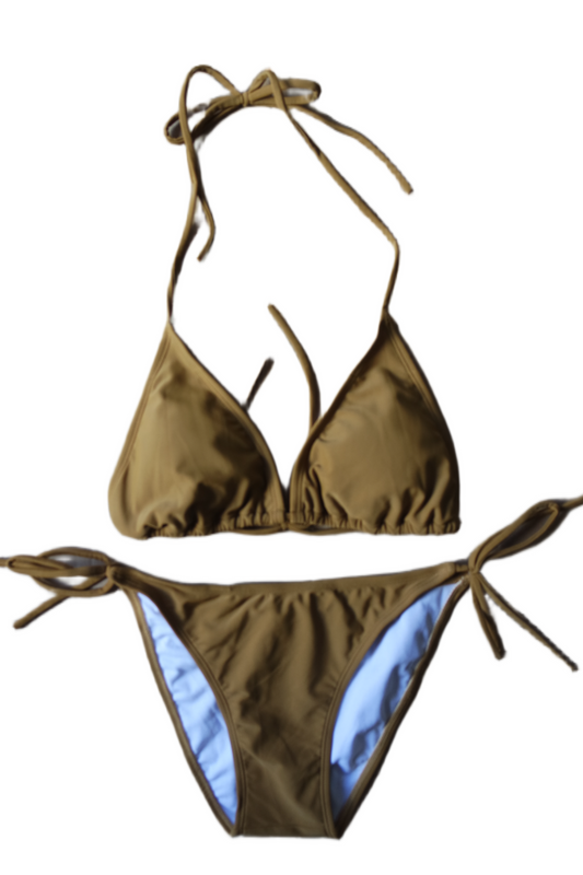 Two Piece String Bikini Set - Solid Gold