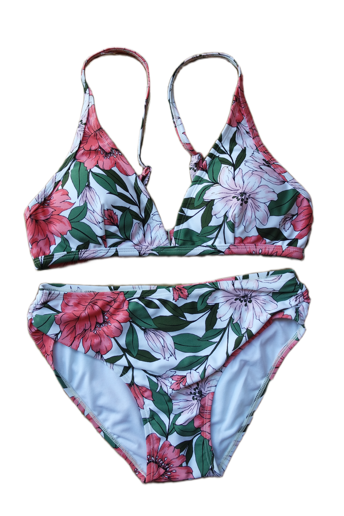 Two Piece Fashion Bikini Set - Hawaiian Floral Print (Multicolor)