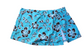 Two Piece Tying Bikini Halter Top Set - Teal with Brown Hibiscus Pattern, with Skirt