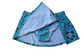 Two Piece Tying Bikini Halter Top Set - Teal with Brown Hibiscus Pattern, with Skirt