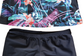 Two Piece Tying Halter Top Tankini Set - Dark Navy with Flowers, with Dark Navy Shorts