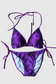 Two Piece String Bikini Set - Purple and Black Tye-Dye