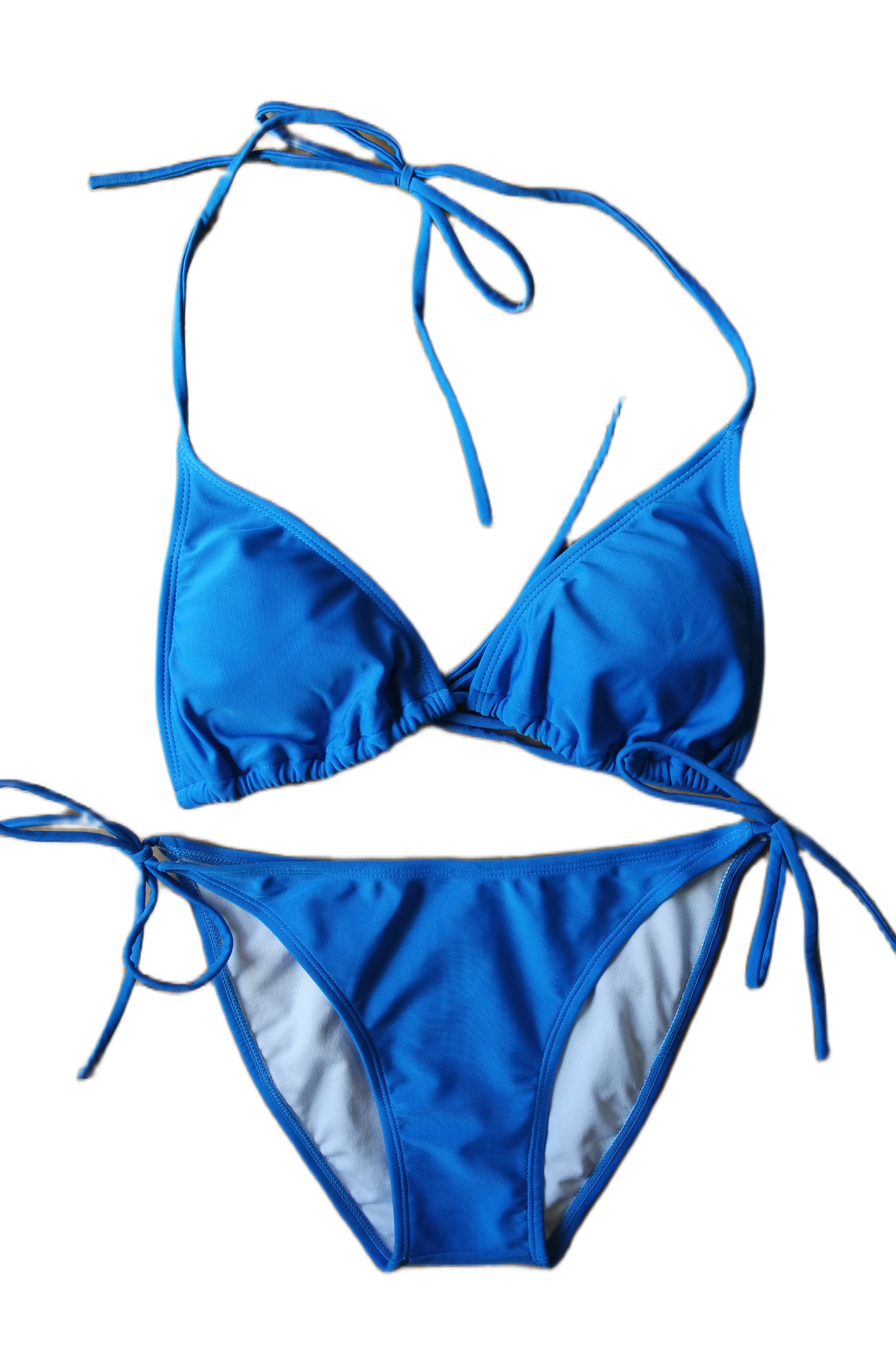 Two Piece String Bikini Set - Solid Blue – Sparkle Swimwear