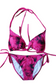 Two Piece String Bikini Set - Pink and Black Tye-Dye
