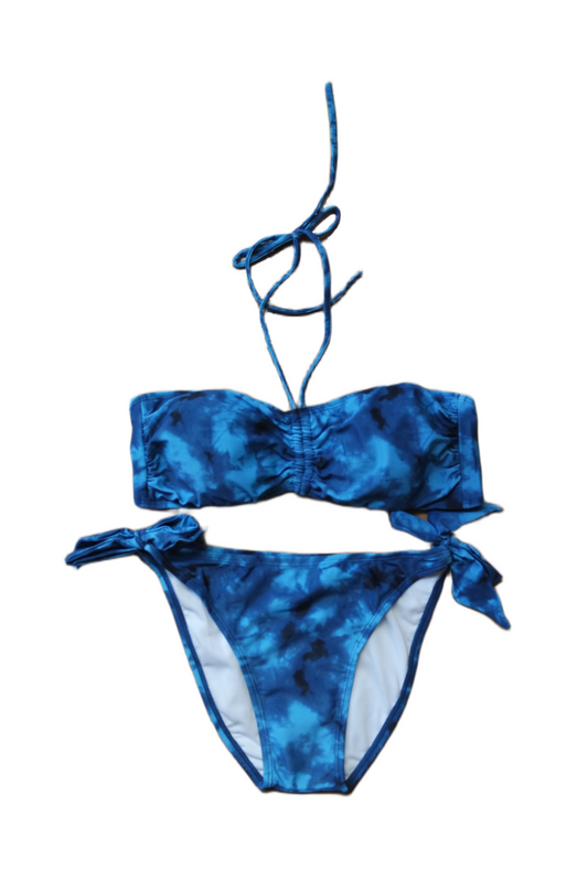 Two Piece Fashion Bikini Set - Blue Tye-Dye
