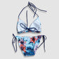 Two Piece String Bikini Set - Blue Hawaiian Floral