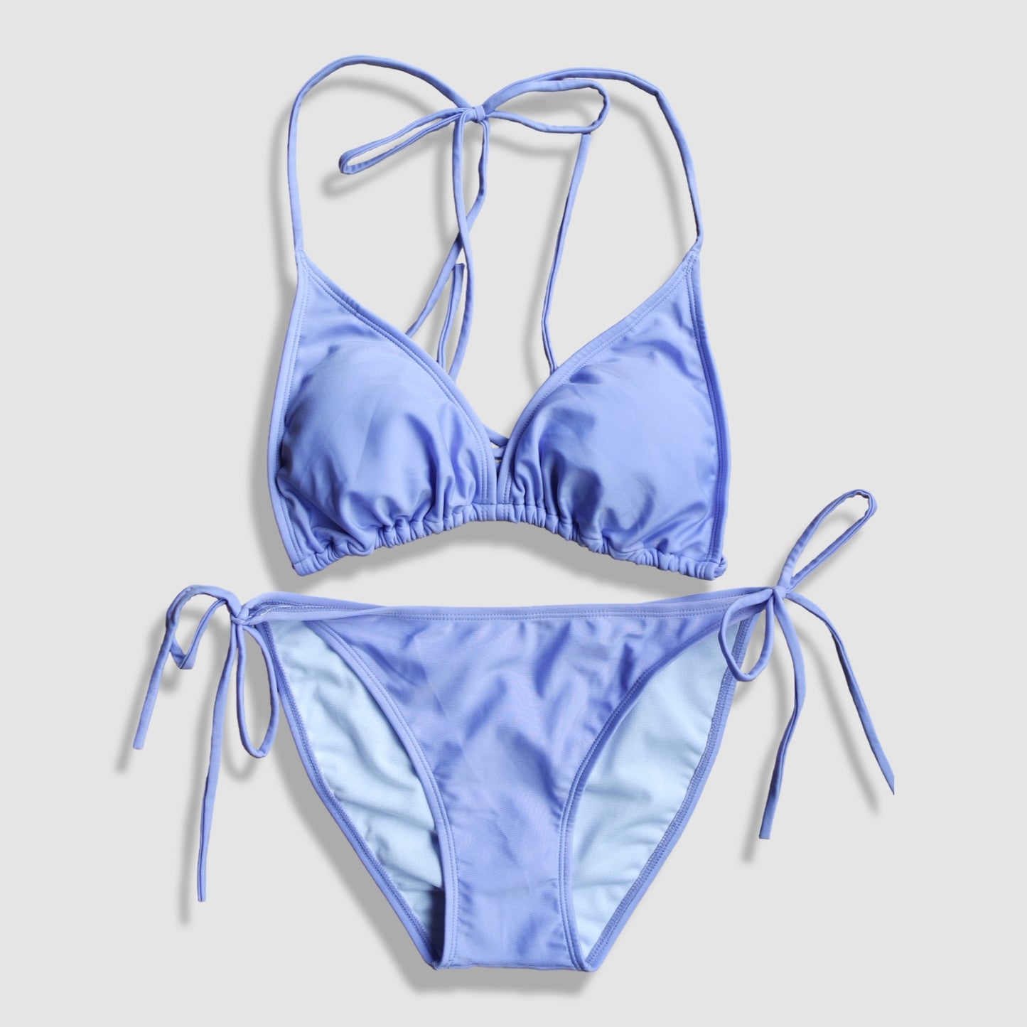 Two Piece String Bikini Set - Solid Lavender