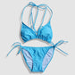 Two Piece String Bikini Set - Solid Light Blue