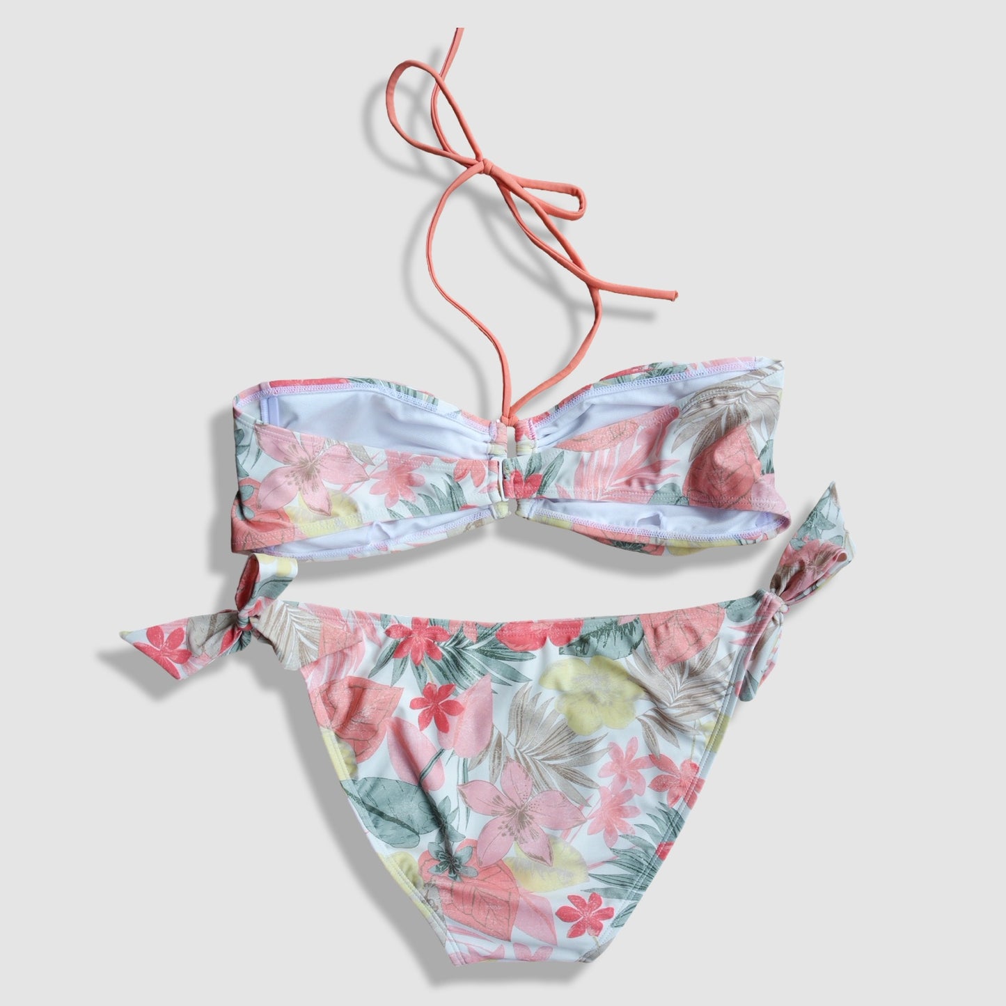 Two Piece Fashion Bikini Set - White and Pink Florals