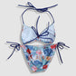 Two Piece String Bikini Set - Hawaiian Floral Print (Multicolor 4)