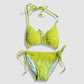 Two Piece Fashion Bikini Set - Yellow with Ruffles