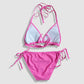 Two Piece Fashion Bikini Set - Hot Pink with Ruffles