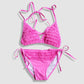 Two Piece Fashion Bikini Set - Hot Pink with Ruffles
