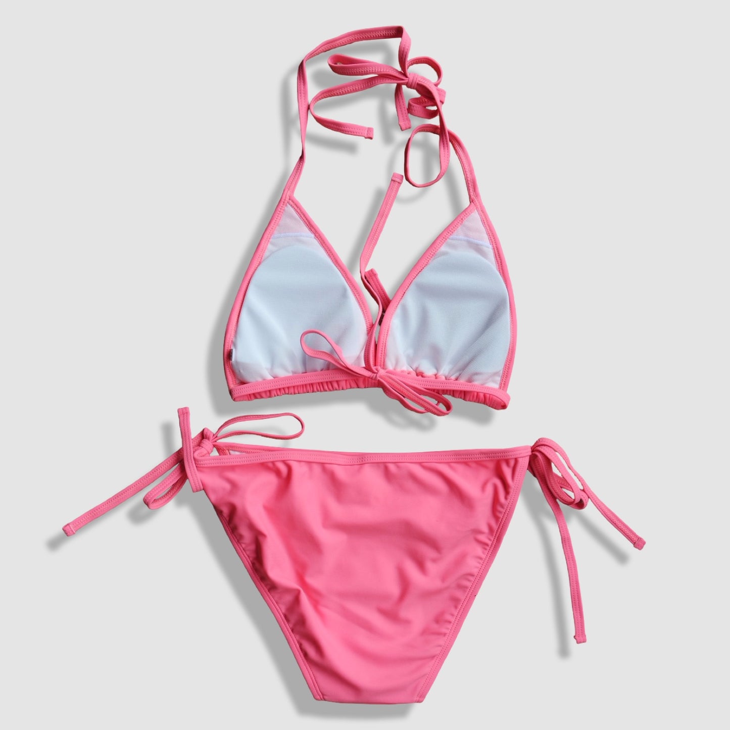 Two Piece Fashion Bikini Set - Pink with Ruffles