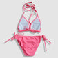 Two Piece Fashion Bikini Set - Pink with Ruffles