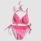 Two Piece Fashion Bikini Set - Pink with Ruffles