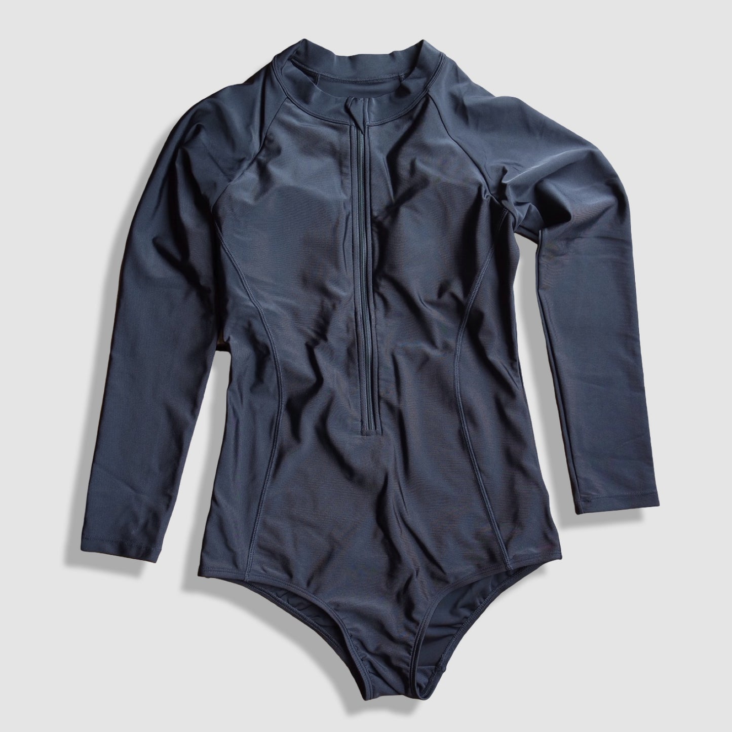 One Piece Long Sleeve Rash Guard - Solid Black