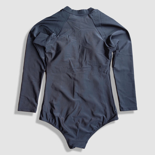 One Piece Long Sleeve Rash Guard - Solid Black
