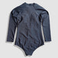One Piece Long Sleeve Rash Guard - Solid Black