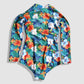 One Piece Long Sleeve Rash Guard - Multicolor Floral 2