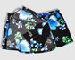 Two Piece Tying Bikini Halter Top Set - Black with Blue Hibiscus Pattern, with Skirt