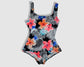 One Piece Swimwear - Multicolored Tropical Pattern