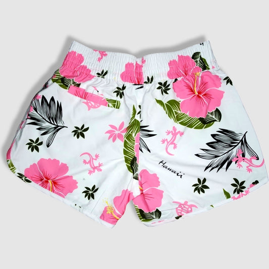 Women's Shorts/ Swim Trunks - White and Pink