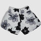 Women's Shorts / Swim Trunks - White and Black Hibiscus Pattern