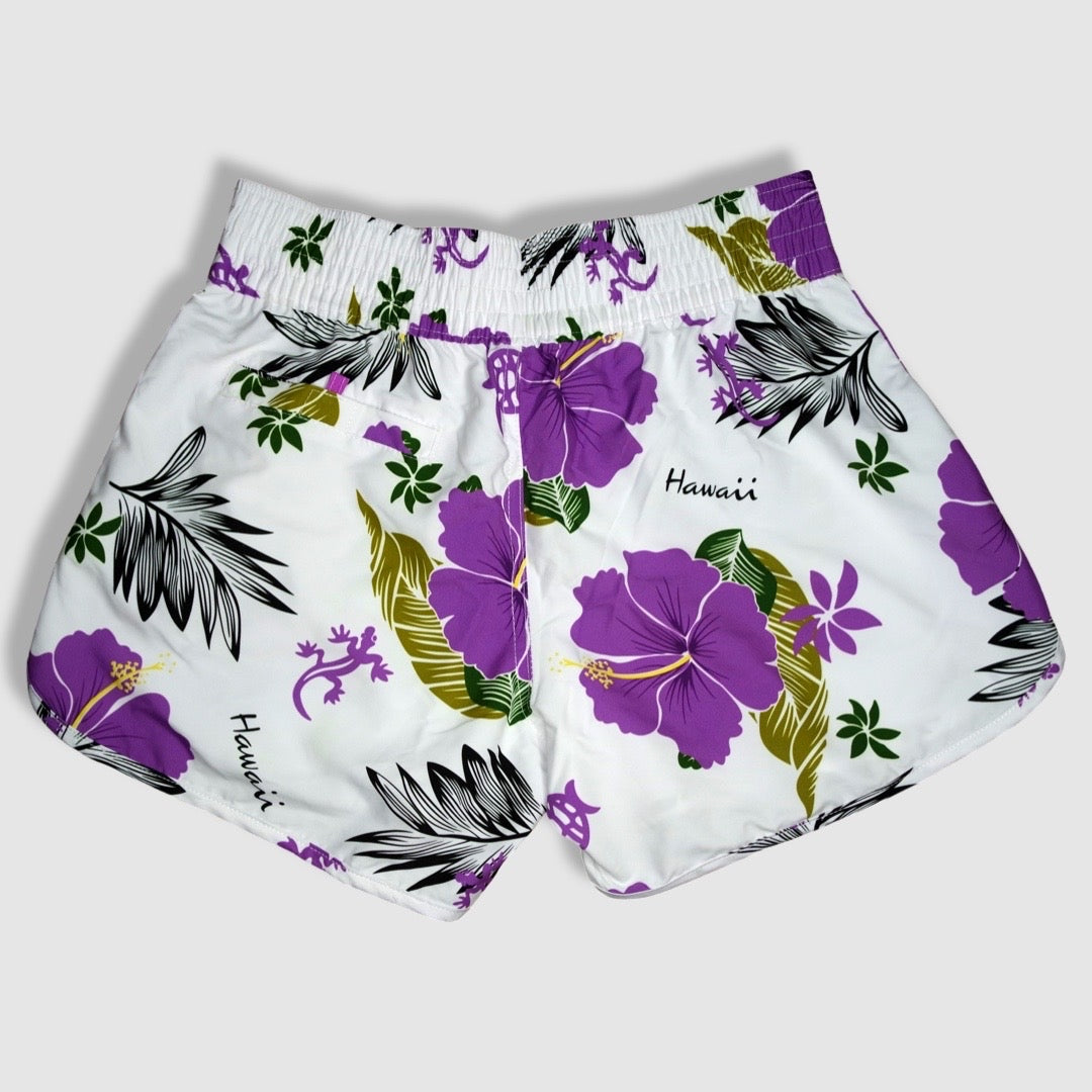 Women's Shorts/ Swim Trunks - White and Purple