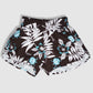 Women's Shorts / Swim Trunks - Brown with White and Blue Floral Pattern