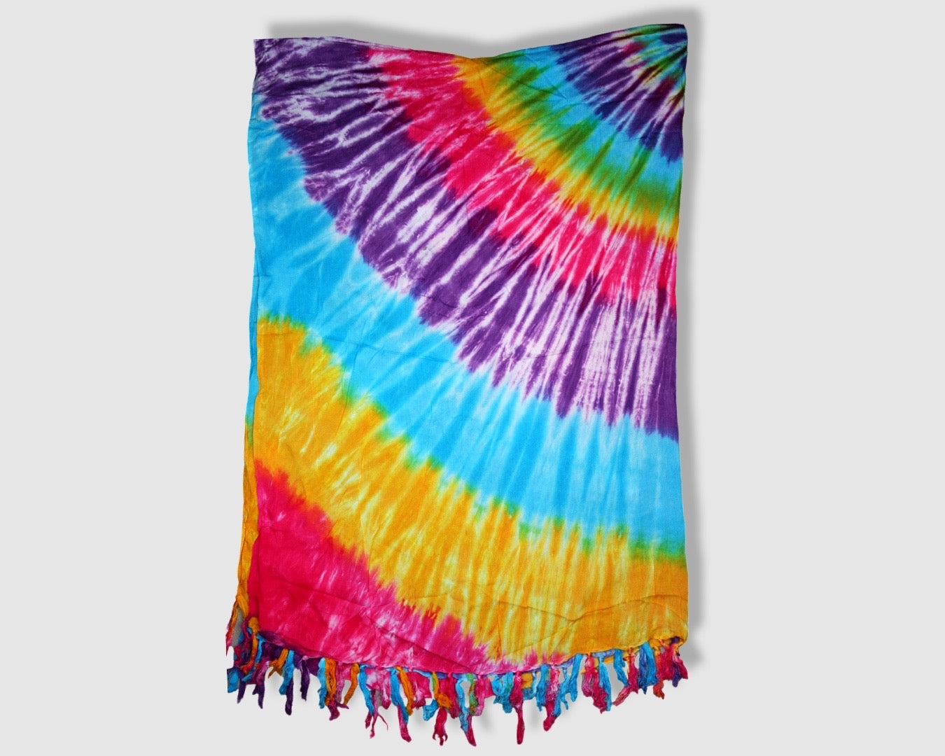 Tasseled Sarong - Circular Rainbow Tie Dye