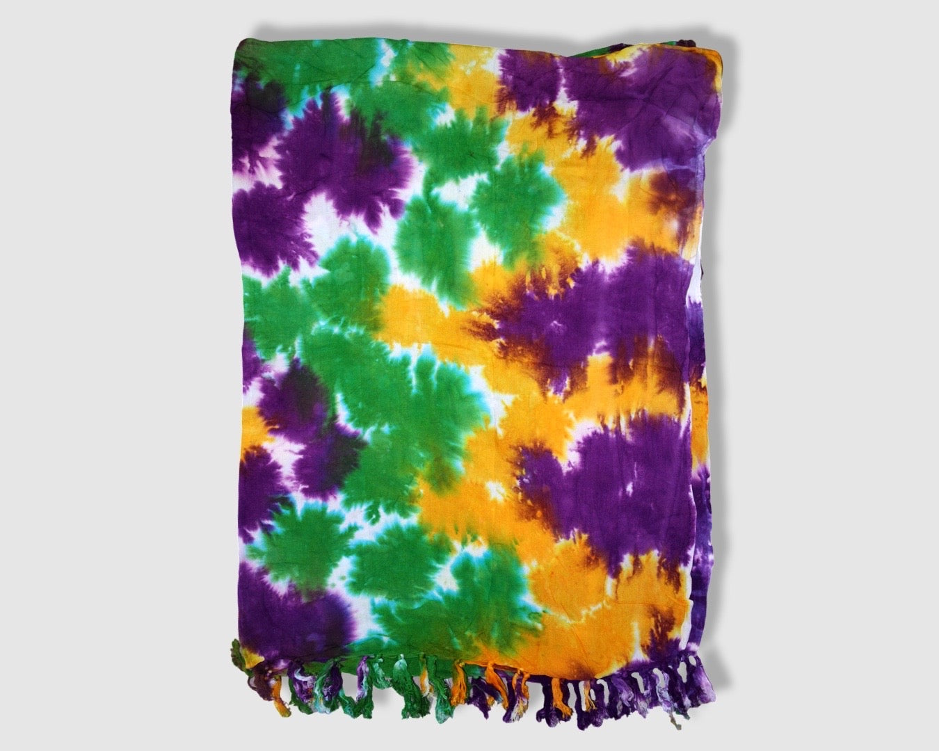 Tasseled Sarong -  Purple/Yellow/Green/ White Tie Dye