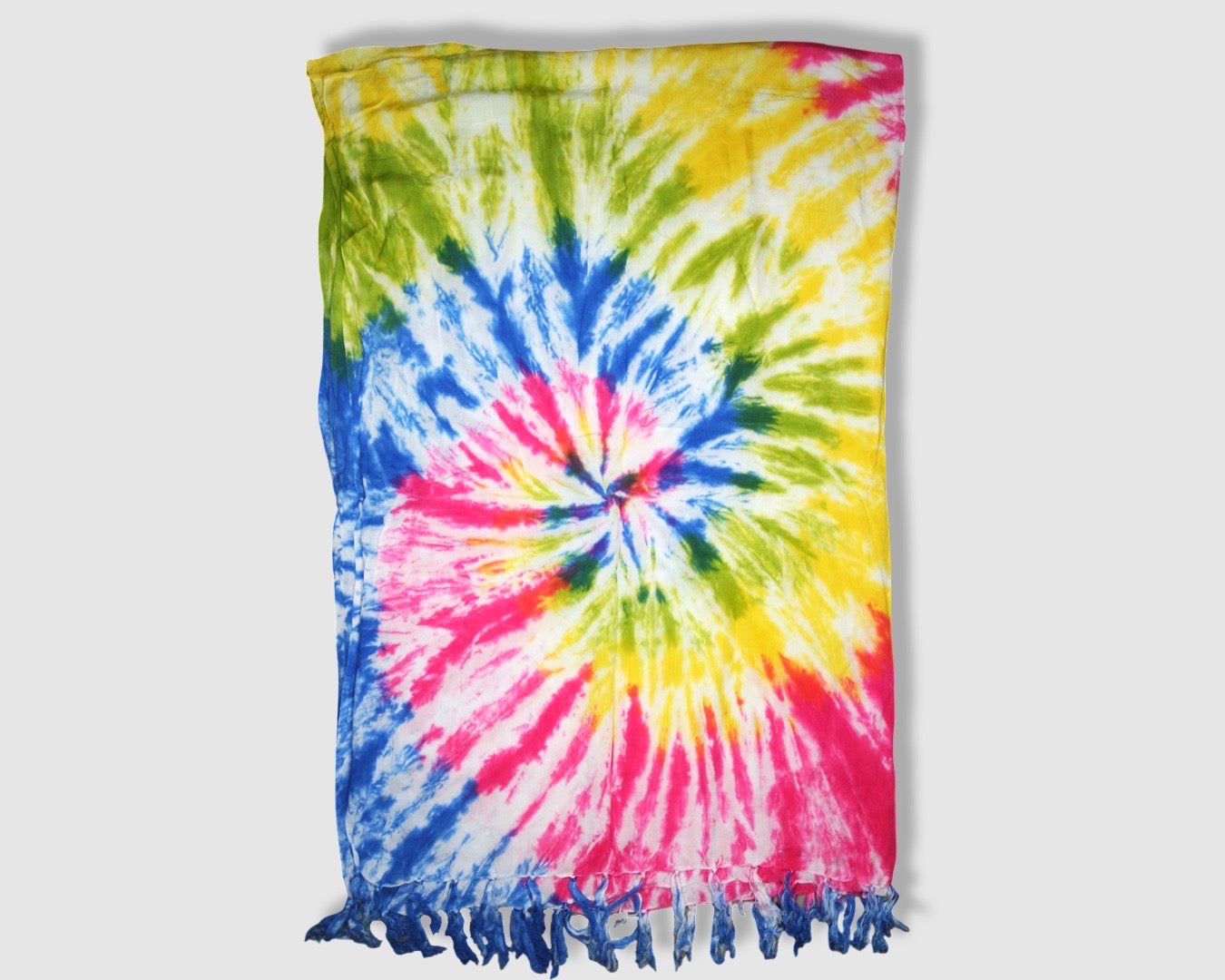 Tasseled Sarong -  Blue/Pink/Green/Yellow Tie Dye