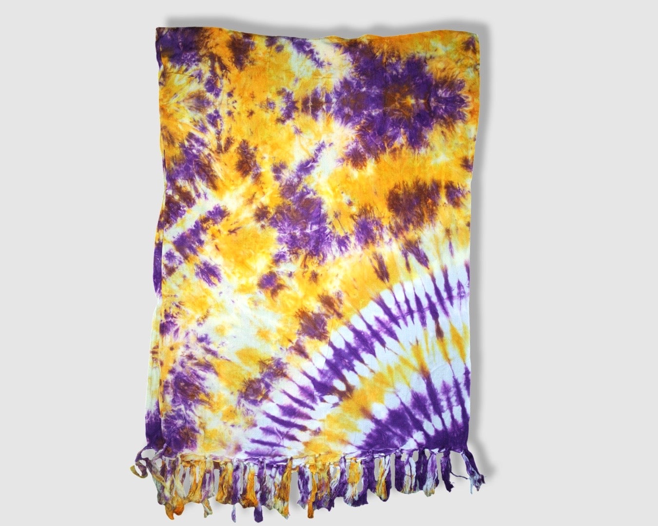 Tasseled Sarong -  Purple/Yellow/White Tie Dye